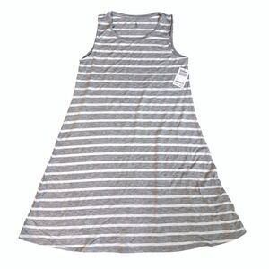 Striped Sleeveless Jersey Tank Dress - Gray & White Women's size XS Knee Length